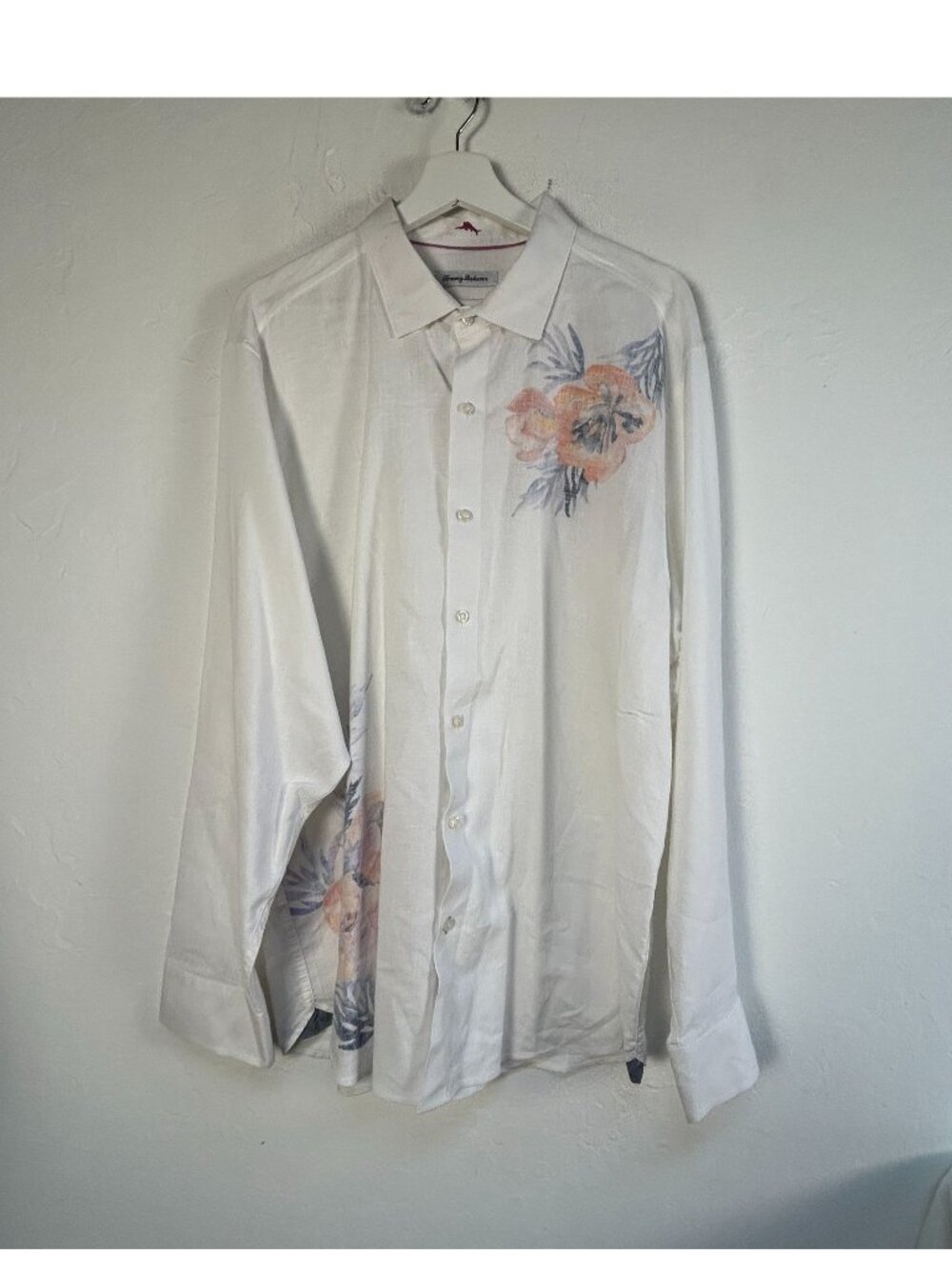 Tommy Bahama Mens South Pacific Escape Stretch-Linen Shirt XL White Long Sleeve